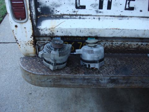 1983 Ford Bronco - here are both versions of the 3G i swapped the pullies but the alt needed to be clocked some to allow better wire connections.