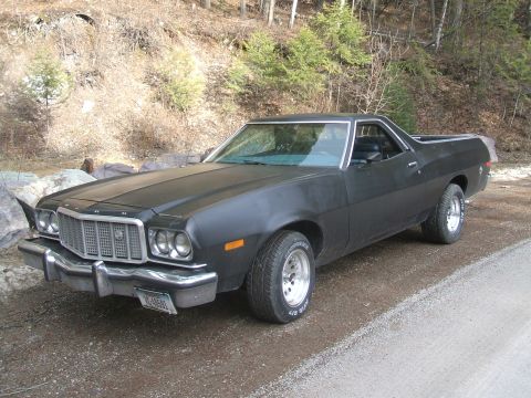 1974 Ford Ranchero - This 1974 Ford Ranchero is shown from a 3/4 front angle, parked outdoors.
