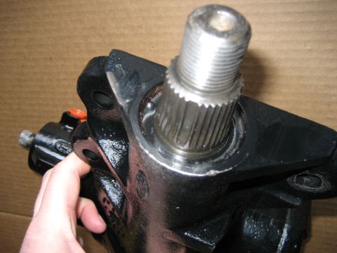 1979 Ford Bronco - This is a close-up view of a vehicle's steering gear box, showing the splined shaft.