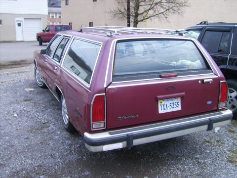 1982 Ford LTD Crown Victoria - This 1982 Ford LTD Crown Victoria station wagon is seen from the rear, with its distinctive LTD Crown Victoria badging clearly visible.