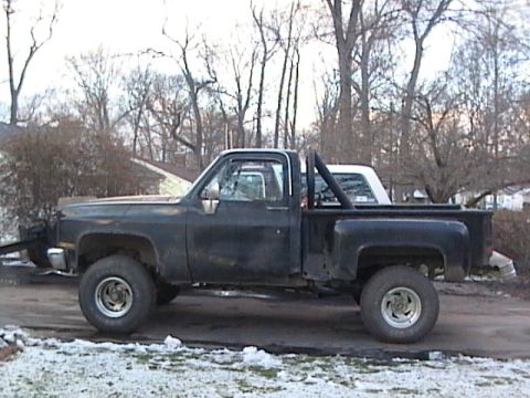 1990 Ford Bronco - A black pickup truck is parked next to a white vehicle, with trees and houses in the background.