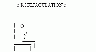 1989 Ford Probe - This image contains text art with the word "ROFLJACULATION" and a minimalist line drawing.