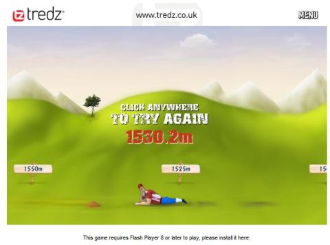 2001 Isuzu Vehicross - Web game screenshot with distance markers and a character on a grassy hill.