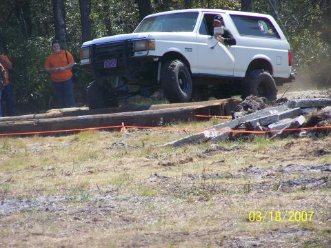 1989 Ford Bronco - A white Ford Bronco navigates an obstacle course on March 18, 2007.