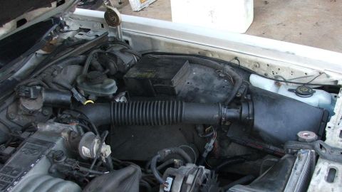 1991 Ford LTD Crown Victoria - Engine bay of a 1991 Ford Crown Victoria LTD, focusing on the air intake system.