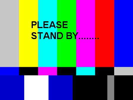 1979 Ford Bronco - A test pattern with the words PLEASE STAND BY is displayed on a screen.