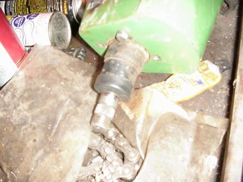 1992 Ford Bronco - input of ballvalve. will mount next to radiator and cut the old steering wheel up for the splined section.