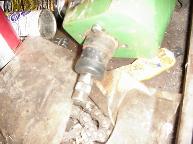 input of ballvalve.  will mount next to radiator and cut the old steering wheel up for the splined section.