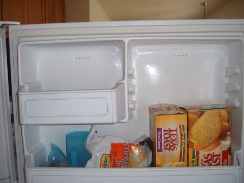 1988 Ford Bronco - Interior of a refrigerator containing Texas Toast and other groceries.