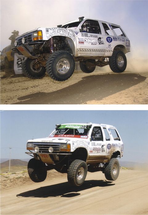 1992 Ford Explorer - A 1992 Ford Explorer modified for off-road racing soars through the air during a competition.