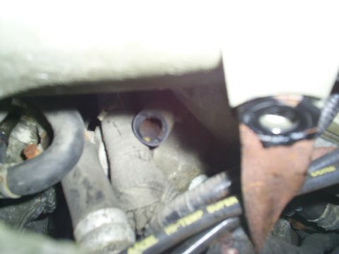 1995 Ford Taurus - Close-up view of hoses and pipes within a vehicle's engine bay.