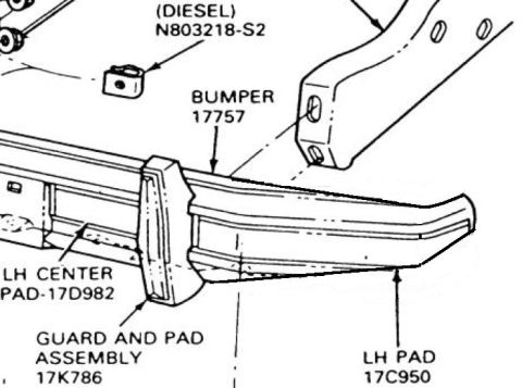1990 Ford Bronco - This diagram shows a winch bumper assembly with various labeled parts and part numbers, not a complete vehicle.