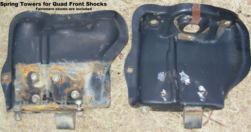 SOLD Quad Front Shock Spring Towers from '96 Bronco & lower brackets for front shocks (not shown)

No damage or wear.  Fasteners shown are included.  For more info on installation, see these:
http://www.supermotors.net/vehicles/registry/media/260055
http://www.supermotors.net/vehicles/registry/media/255498_1