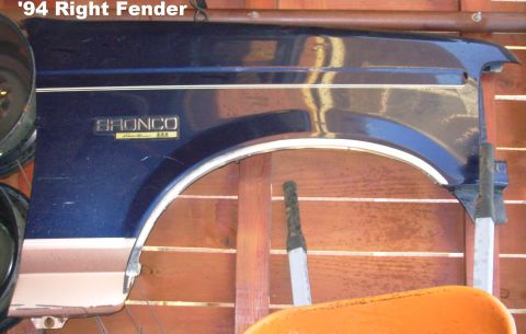 1983 Ford Bronco - SOLD right fender from '94 EB Bronco