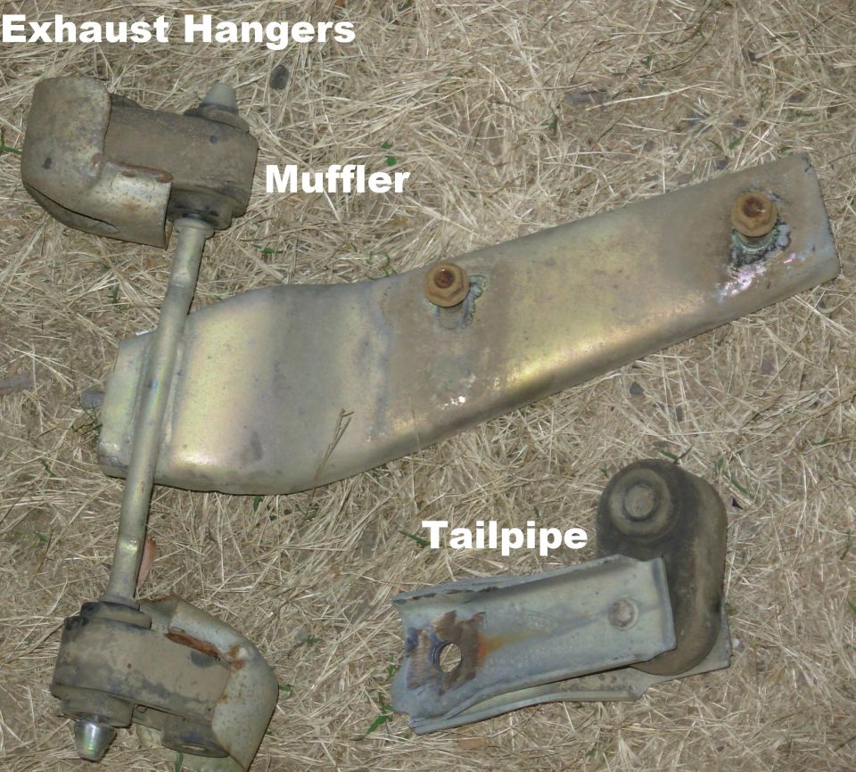 Exhaust Hangers from '96 Bronco

Fasteners shown are included.  Rubber is in good condition - not stretched or torn.  Steel is strong & straight.
