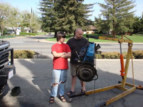 1983 Ford Bronco - here is a second view of the motor on the picker. waiting for it next home.