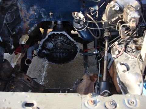 1983 Ford Bronco - here is the emptie motor compartment. I going togive it a fast bath.