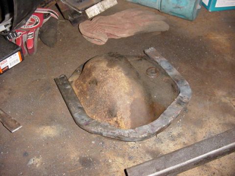 1992 Ford Bronco - rear diff guard just started. this is the rock ring the bar is welded to.