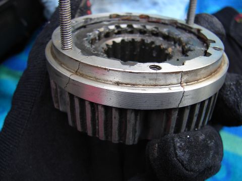1996 Ford Bronco - This manual locking hub shows significant cracking, indicating a potential failure point.
