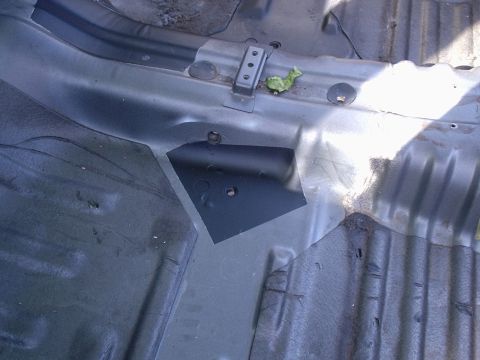 1986 Toyota Pickup/SR5 - Shows the rust spots on the floorboard after they were taken down to bare metal, primed, and painted with underhood black since that was th…