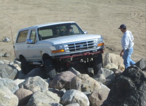 1996 Ford Bronco - This 1996 Ford Bronco is shown off-roading on a rocky terrain.