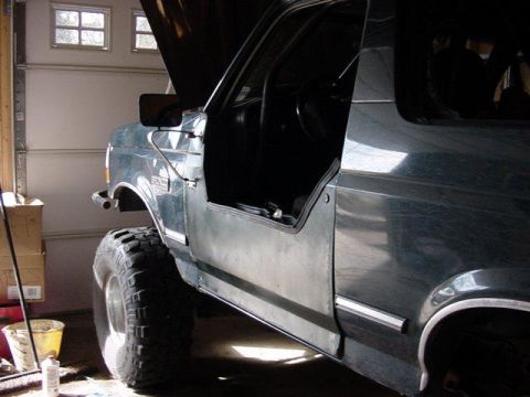1992 Ford Bronco - mirror from 90ish ford truck. cost 10.79 for the pair on half price day from junkyard
