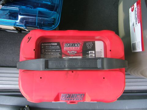 1991 Ford Bronco - A red Optima RedTop battery is shown, with its specifications including CA 1000 and CCA 800 clearly visible.