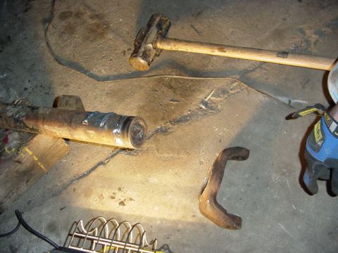 1992 Ford Bronco - oops, parts are falling off. Grind it down till the weld is almost all of the knuckle and even with the tube, be carefull not to go to far.