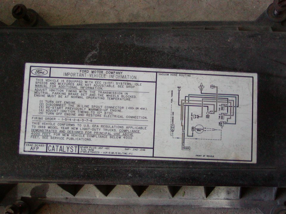 Since this sticker is still on the original air intake system, I figured I better get a picture of it in case I need the info