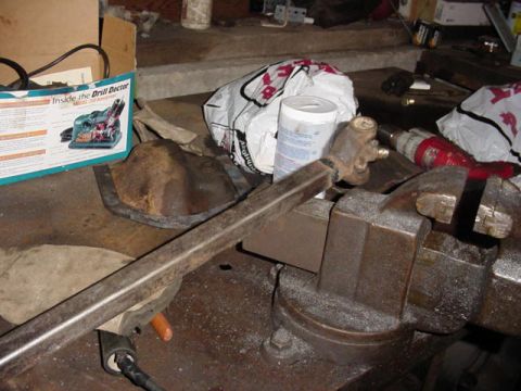 1992 Ford Bronco - square part of front driveshaft cleaned up and welded to a 1310 yoke.