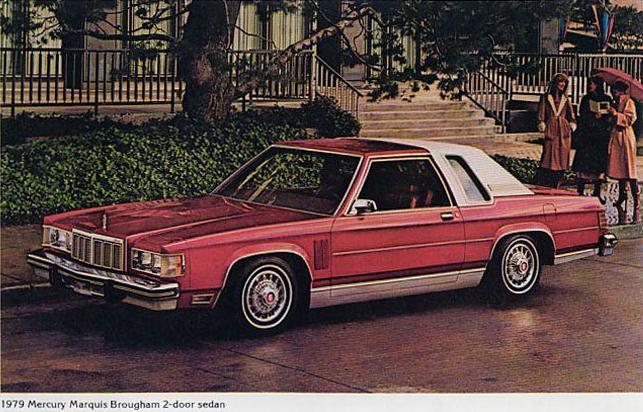 Vintage advertisement of a red two-door coupe with white roof