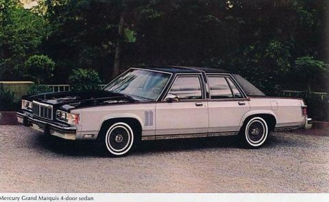 1982 Ford Crown Victoria LTD - This Mercury Grand Marquis sedan features a two-tone paint scheme and classic wire wheel covers.