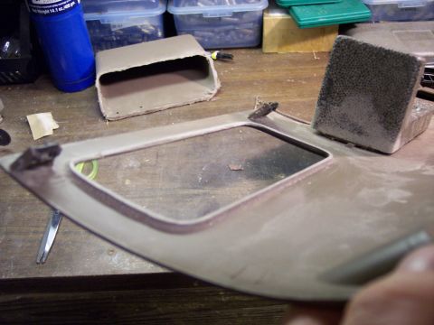 1996 Ford Bronco - I ground down the edges to provide a smooth, level mounting surface for the switch panel. I later attached 3 small rectangular pieces of pl…