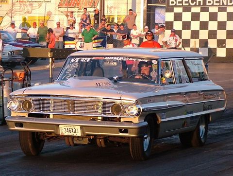1972 Ford Ranchero - This 1964 Ford Falcon/Ranchero drag car is lined up at the starting line.