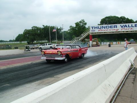 1972 Ford Ranchero - This 1957 Ford Fairlane is performing a burnout at Thunder Valley Raceway Park.