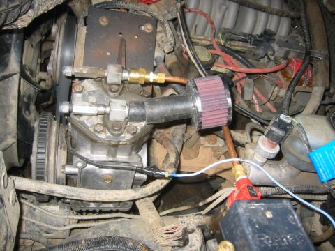 1995 Ford Bronco - that's where the york is. i made the bracket. it was the last thing i made with the TIG at school
