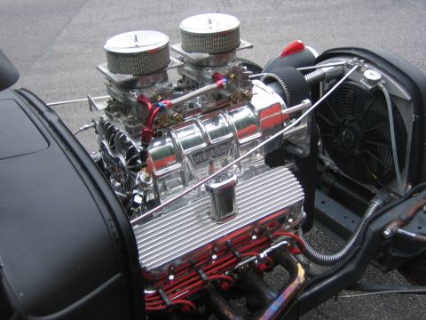 1996 Ford Bronco - Custom V8 engine with Weiand supercharger and dual carburetors, likely for a hot rod.