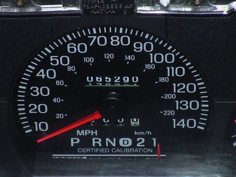 2000 Ford Crown Victoria - The gauge cluster shows a speedometer and odometer with "CERTIFIED CALIBRATION" text.