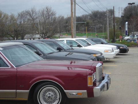 1992 Ford Crown Victoria - Several sedans are parked in a lot under an overcast sky.