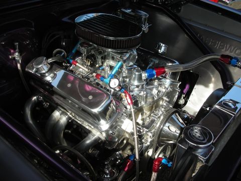 1998 Ford Crown Victoria - Custom V8 engine bay with polished components and braided fuel lines.