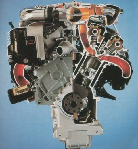 1993 Ford Taurus - Internal workings of an engine are revealed in this detailed cutaway illustration.