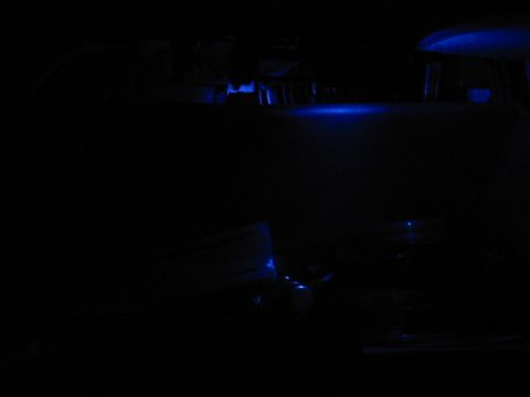 1995 Ford Thunderbird - Blue ambient lighting installed under the dashboard of a 1995 Ford Thunderbird.