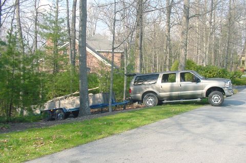 2002 Ford Excursion - Should have took a pict when it was about 100' down the hill! The only hard part was getting the truck over the hump and onto the grass lik…
