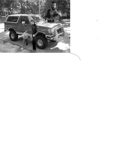 1989 Ford Bronco - This 1987 Ford Bronco features a prominent aftermarket bumper and a Mr. T cutout on the hood.
