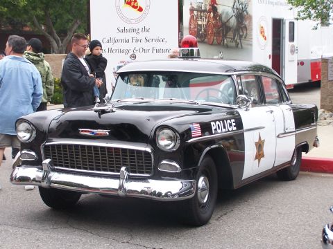 1990 Ford Bronco - This vintage police car, likely a 1955 model, was on display at the La Verne Car Show.