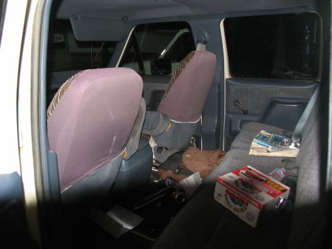 1995 Ford C-350 (Centurion Conversions) - Interior view of a 1995 Ford C-350 (Centurion Conversions) pickup truck cab.