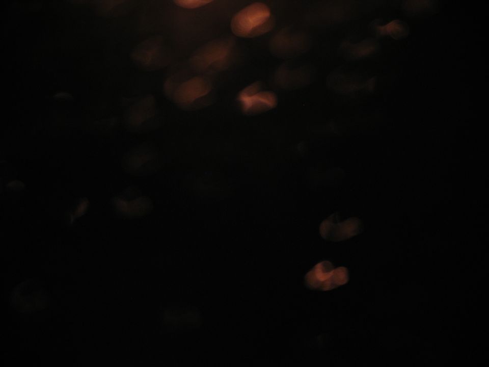 Out-of-focus orange lights against a black background