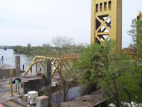1986 Ford Bronco - A view of the Tower Bridge in Sacramento, California, with the Sacramento River visible.