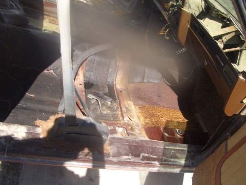 1974 Ford Ranchero - Tramp's Floorboards are lookin' good! Barely any rust, except for where the plastic wrap stuff was and the water couldn't get out. Otherwis…