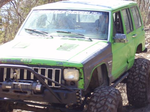 2007 Ford GT - This modified Jeep Cherokee XJ is equipped for off-road use with large tires and a custom bumper.